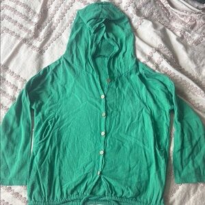 Vibrant Green Relaxed Button Down Hoodie